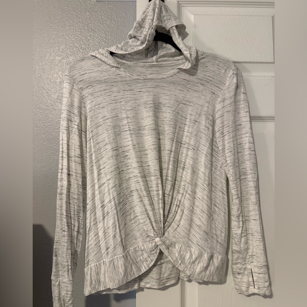 Zella Girl Gray Hooded Twist Front Top